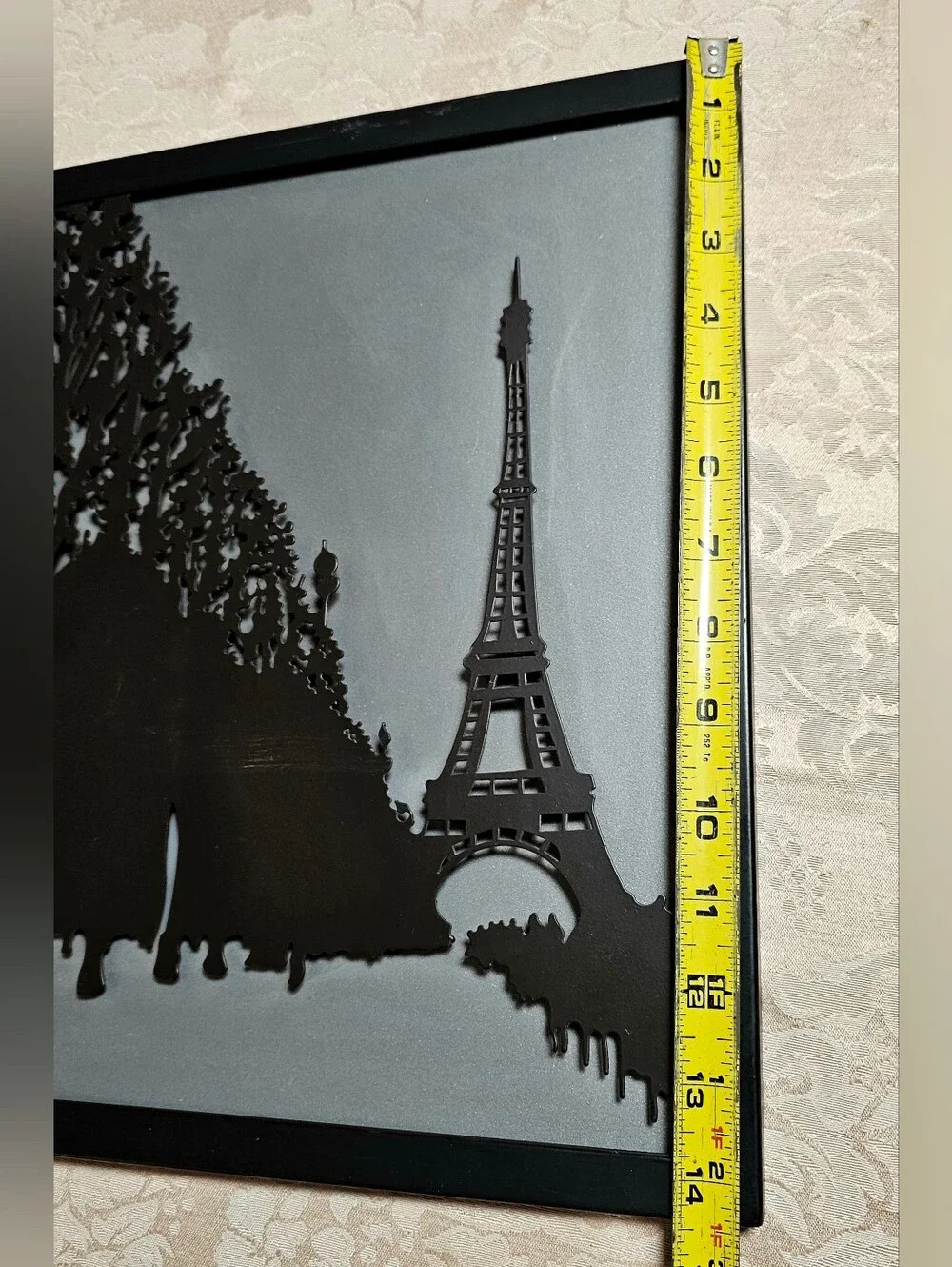 Black And Silver Eiffel Tower Metal Wall Art Layered